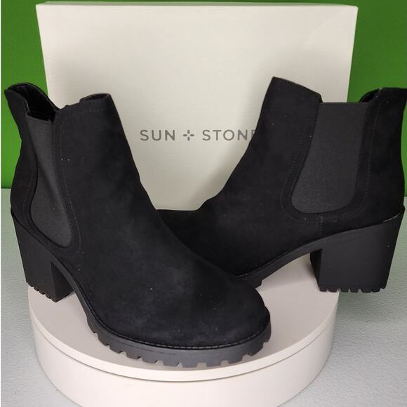 Sun + Stone Morghan Booties – Moto-Inspired Chelsea Boots - Size 10M - Picture 1 of 8